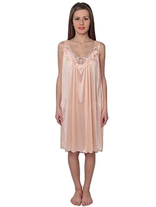 Beverly Rock Women's Tricot Sleeveless Long Nightgown