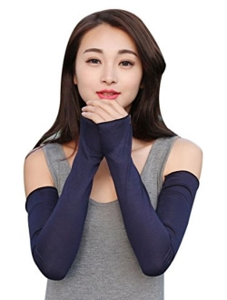 Bellady Women Outdoor Sun Block Soft Long Arm Sleeve Fingerless Gloves