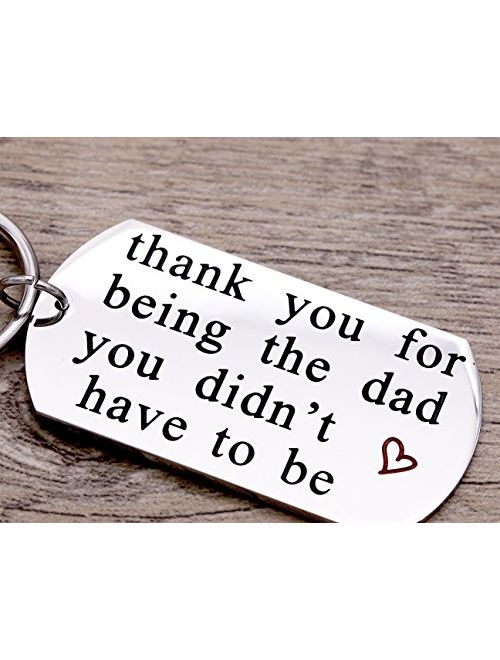 Melix Home Stainless Steel Step Daddy Keyring - 'Thank You for Being The dad You Didn't Have to be'