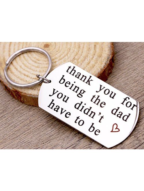 Melix Home Stainless Steel Step Daddy Keyring - 'Thank You for Being The dad You Didn't Have to be'