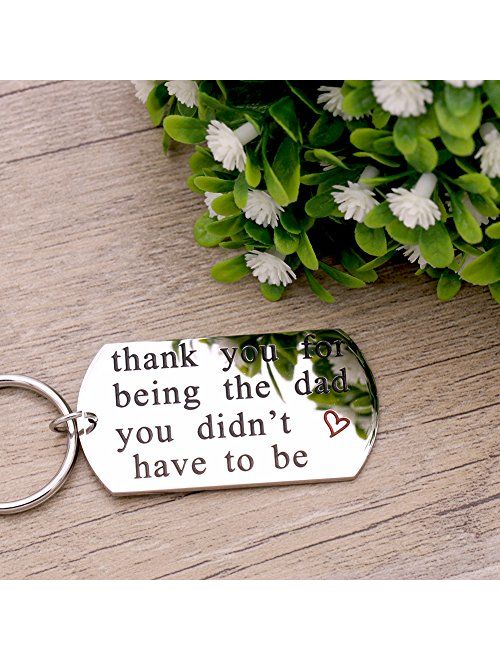 Melix Home Stainless Steel Step Daddy Keyring - 'Thank You for Being The dad You Didn't Have to be'