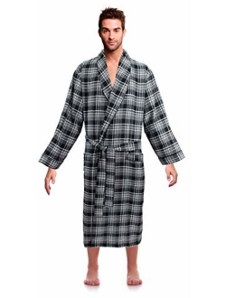 Casual Trends Classical Sleepwear Mens 100% Cotton Flannel Shawl Collar Robe,