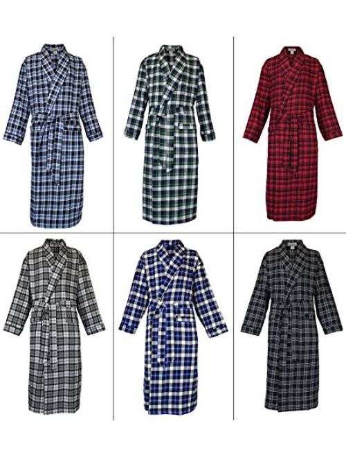 Casual Trends Classical Sleepwear Mens 100% Cotton Flannel Shawl Collar Robe,