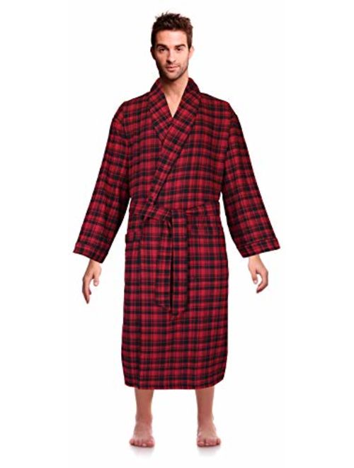 Casual Trends Classical Sleepwear Mens 100% Cotton Flannel Shawl Collar Robe,