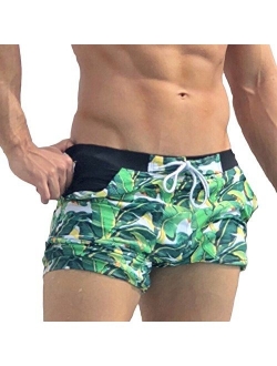 Taddlee Men Swimwear Swimsuits Flower Print Surf Board Boxer Shorts Trunks Long