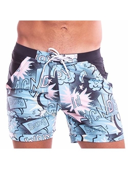 Taddlee Men Swimwear Swimsuits Flower Print Surf Board Boxer Shorts Trunks Long