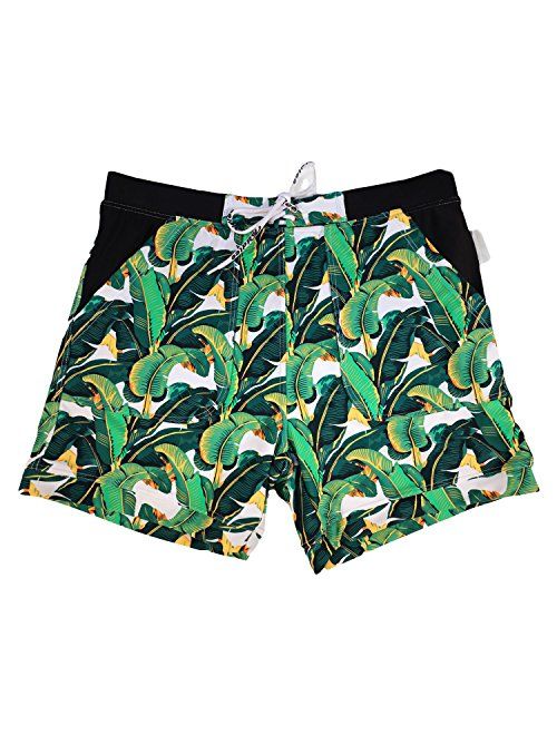 Taddlee Men Swimwear Swimsuits Flower Print Surf Board Boxer Shorts Trunks Long