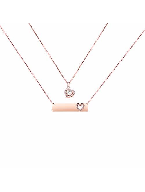 AKTAP Daughter Gifts Mother Daughter Necklace Cubic Zirconia Love Pendant Necklace