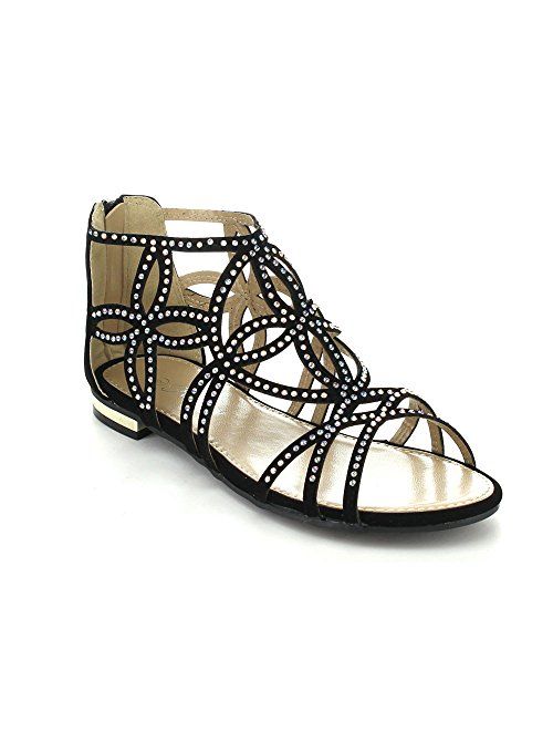 Forever Tory-63 Womens Cut Out Back Zip Flat Sandals