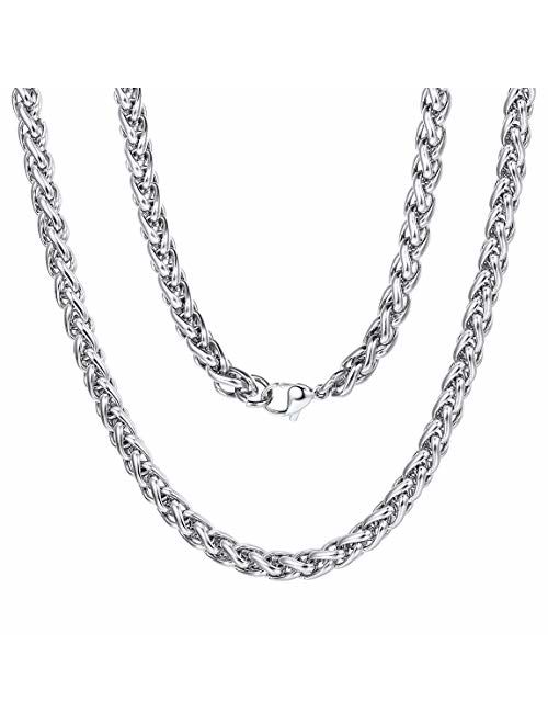 ChainsPro 3/6 mm Box/Wheat/Twist Rope Necklace, Replacement Chain for Pendant/Charm, 18-30 inches, 316L Stainless Steel/18K Gold Plated(Send Gift Box)