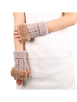 JISEN Women Punk Winter Arm Warmer Knitted Stretchy Soft Fingerless Gloves