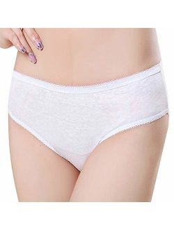 Women's Disposable Underwears - WoodyKnows Cotton Regular Briefs Panties Undies for Travel, Individually Wrapped Packages