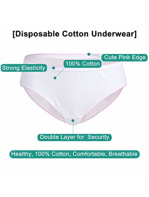 Women's Disposable Underwears - WoodyKnows Cotton Regular Briefs Panties Undies for Travel, Individually Wrapped Packages