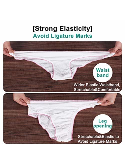 Women's Disposable Underwears - WoodyKnows Cotton Regular Briefs Panties Undies for Travel, Individually Wrapped Packages