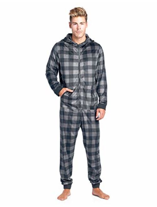 Ashford & Brooks Men's Mink Fleece Hooded One-Piece Union Suit Pajamas