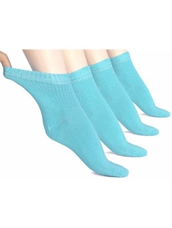 Hugh Ugoli Lightweight Women's Diabetic Ankle Socks Bamboo Thin Socks Seamless Toe and Non-Binding Top, 4 Pairs