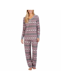 Women's 2 Piece Fleece Pajama Sleepwear Set