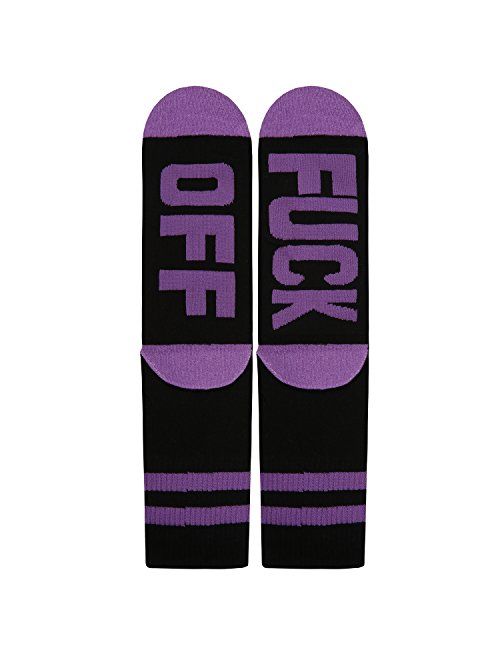 Gnpolo Women's Fuck Off Socks Funny Funky Fun Casual Novelty Crew Ribbed Gift Dress Tube Stocking