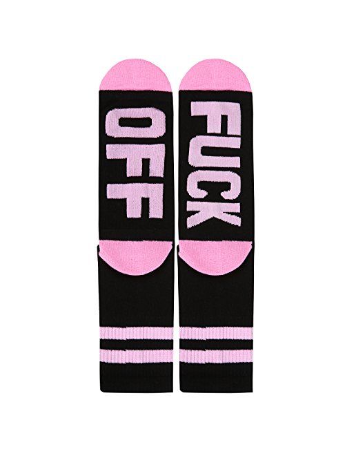 Gnpolo Women's Fuck Off Socks Funny Funky Fun Casual Novelty Crew Ribbed Gift Dress Tube Stocking