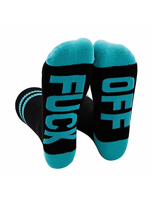 Gnpolo Women's Fuck Off Socks Funny Funky Fun Casual Novelty Crew Ribbed Gift Dress Tube Stocking