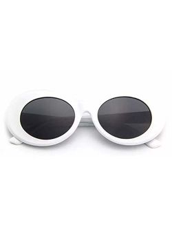 Armear Clout Goggles Oval Mod Retro Vintage Sunglasses Round Lens, White