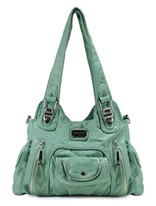 Scarleton Satchel Handbag for Women, Ultra Soft Washed Vegan Leather Crossbody Bag, Shoulder Bag, Tote Purse, H1635