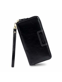 FT Funtor Wristlet Wallets for Women, Ladies PU Vegan Leather Clutch Wallet Zip around Phone Purse Card Holder Organizer