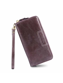 FT Funtor Wristlet Wallets for Women, Ladies PU Vegan Leather Clutch Wallet Zip around Phone Purse Card Holder Organizer