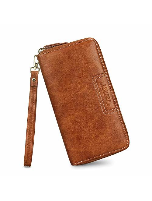 FT Funtor Wristlet Wallets for Women, Ladies PU Vegan Leather Clutch Wallet Zip around Phone Purse Card Holder Organizer