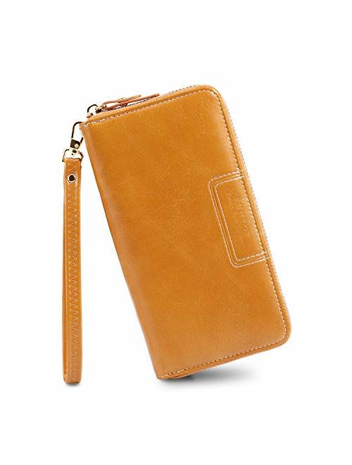 FT Funtor Wristlet Wallets for Women, Ladies PU Vegan Leather Clutch Wallet Zip around Phone Purse Card Holder Organizer