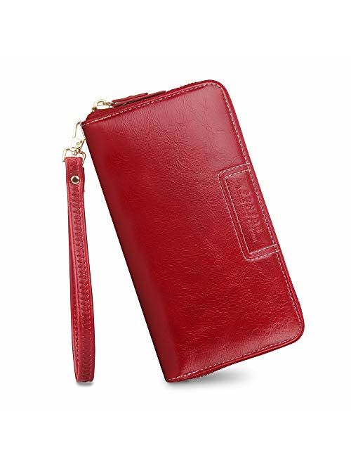 FT Funtor Wristlet Wallets for Women, Ladies PU Vegan Leather Clutch Wallet Zip around Phone Purse Card Holder Organizer