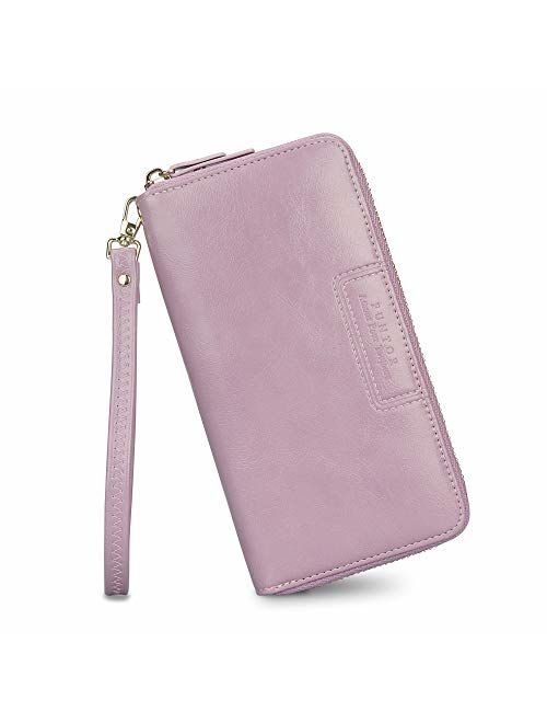 FT Funtor Wristlet Wallets for Women, Ladies PU Vegan Leather Clutch Wallet Zip around Phone Purse Card Holder Organizer