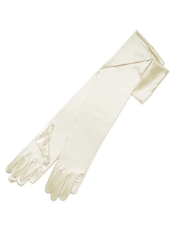 ZAZA BRIDAL 19.5" Long Shiny Stretch Satin Dress Gloves 12BL