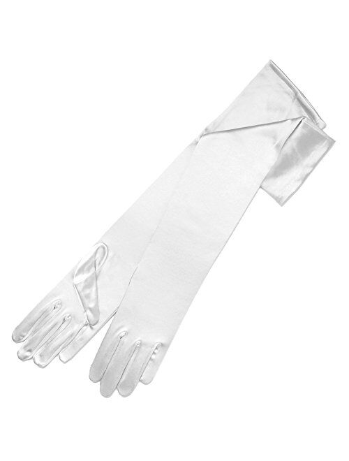 ZAZA BRIDAL 19.5" Long Shiny Stretch Satin Dress Gloves 12BL