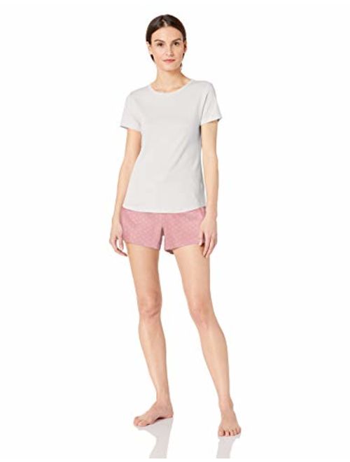 Amazon Essentials Women's Lightweight Flannel Short and Cotton T-Shirt Sleep Set