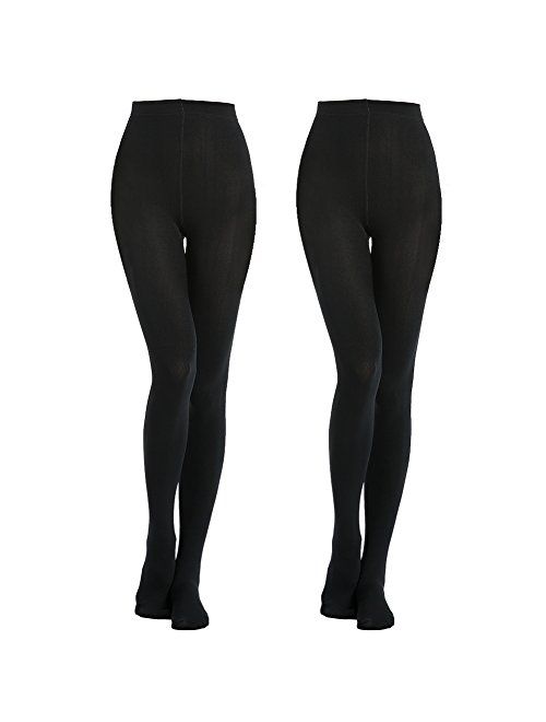 MANZI 2 Pairs 400D Women's Black Thermal Warm Winter Fleece Tights