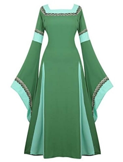 Womens Irish Medieval Dress Renaissance Costume Retro Gown Cosplay Costumes Fancy Long Dress