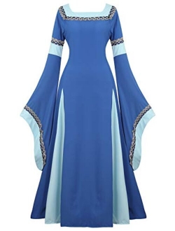 Womens Irish Medieval Dress Renaissance Costume Retro Gown Cosplay Costumes Fancy Long Dress