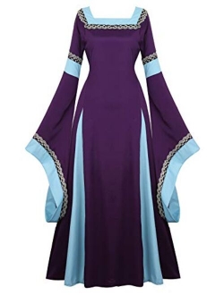 Womens Irish Medieval Dress Renaissance Costume Retro Gown Cosplay Costumes Fancy Long Dress