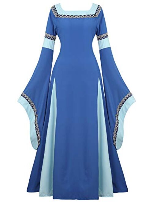 Womens Irish Medieval Dress Renaissance Costume Retro Gown Cosplay Costumes Fancy Long Dress