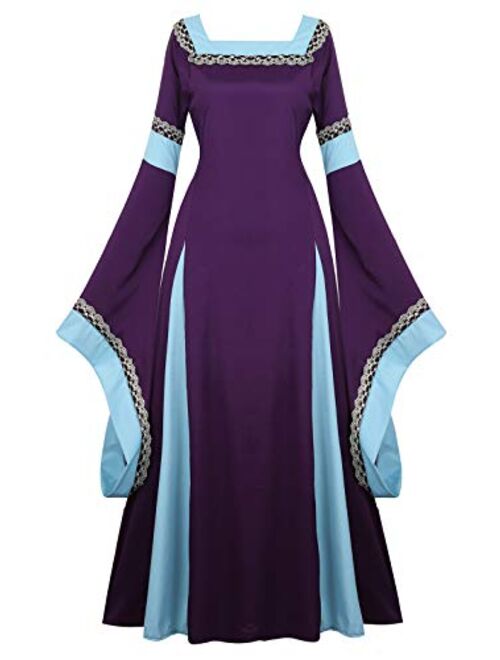 Womens Irish Medieval Dress Renaissance Costume Retro Gown Cosplay Costumes Fancy Long Dress