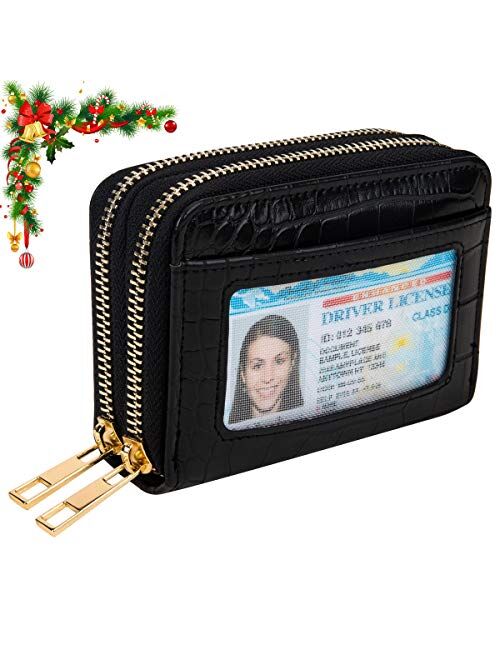 Heaye Card Case Wallet RFID with ID Window Zipper Small