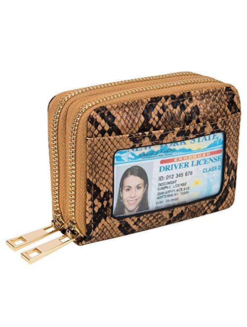 Heaye Card Case Wallet RFID with ID Window Zipper Small