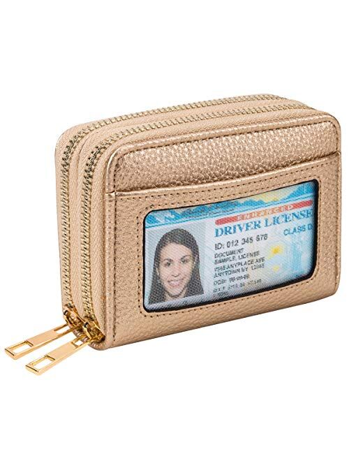 Heaye Card Case Wallet RFID with ID Window Zipper Small