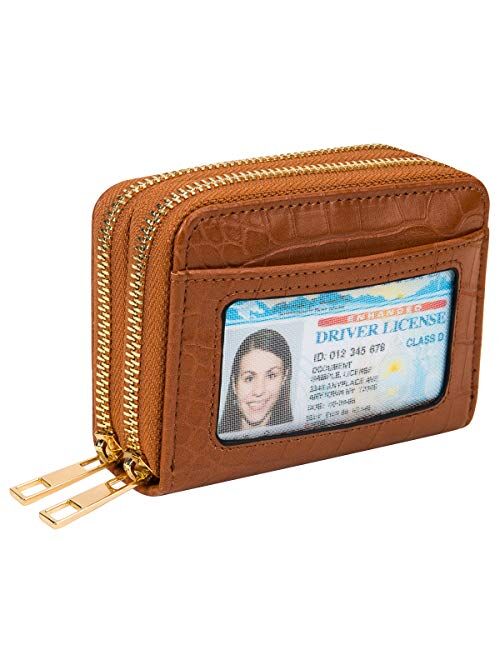 Heaye Card Case Wallet RFID with ID Window Zipper Small