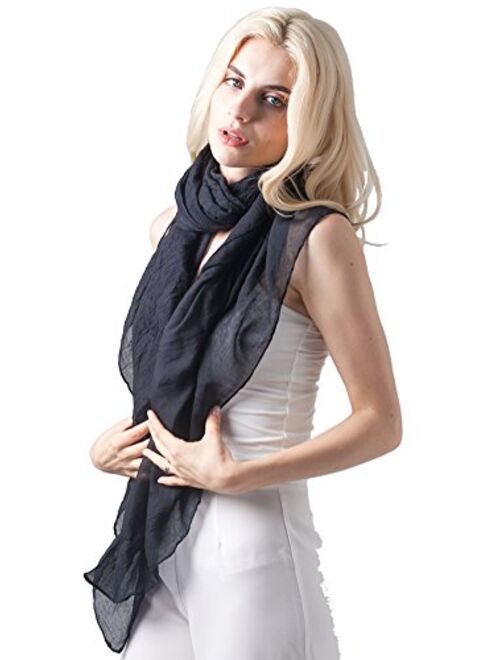 MissShorthair Womens Solid Color Large Sheer Wrap Shawl, Headband Bandanas Hankerchiefs