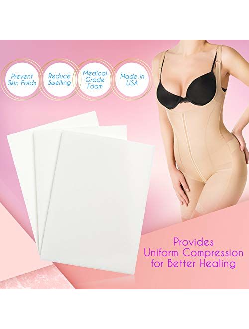 3 Pack Lipo Foam - Post Surgery Ab Board for Use with Post Liposuction Surgery Compression Garments Such As Fajas Colombianas, Phax and Lowla Coresets - Medical Grade Foa