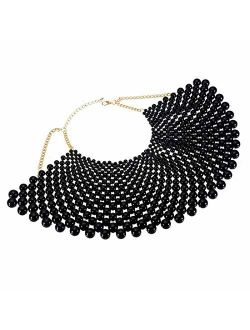 Bib Collar Necklace Chunky CCB/Crystal/Pearl Resin Beads Chain Choker Statement Necklace Womens Fashion Jewelry Necklace