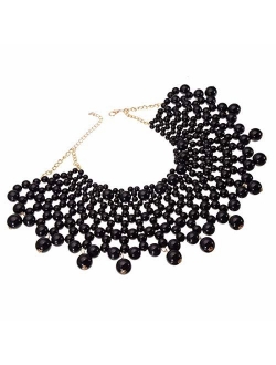 Bib Collar Necklace Chunky CCB/Crystal/Pearl Resin Beads Chain Choker Statement Necklace Womens Fashion Jewelry Necklace