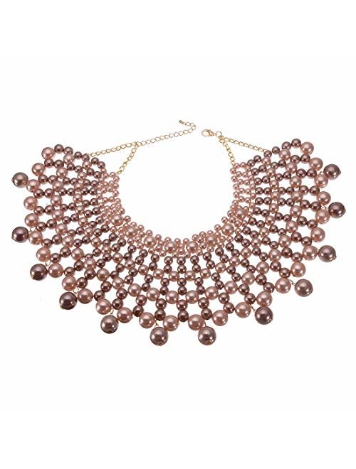 Bib Collar Necklace Chunky CCB/Crystal/Pearl Resin Beads Chain Choker Statement Necklace Womens Fashion Jewelry Necklace